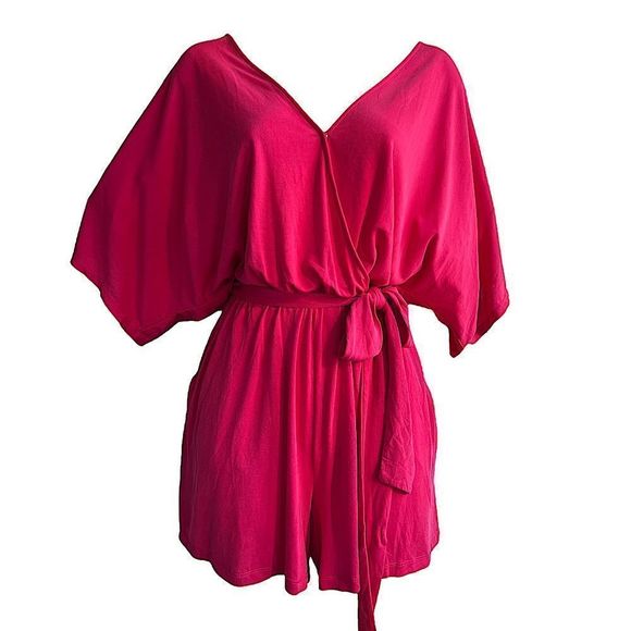 Lush Material Girl Dolman Sleeve Romper Pink Coral NWT - Picture 3 of 14
